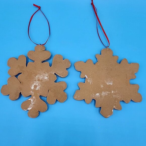 Gingerbread Snowflake Faux Frosted Cookie Ornaments Set Of 2 Fake Bake [v1 - Picture 7 of 7